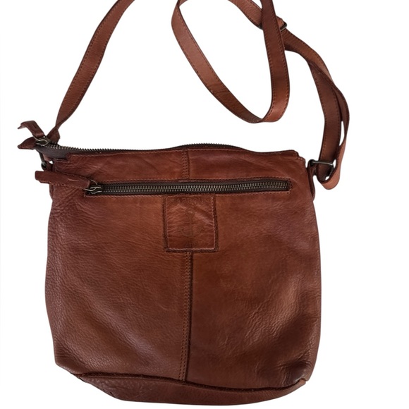 Harbour 2nd Leather Crossbody Bag Satchel Brown Adjustable strap 10.5”x9”x2” - Picture 4 of 9